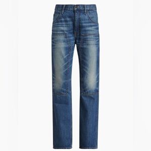 Nili Lotan welder Jean Simon Wash Blue Flare Size 30 high rise Long NWT